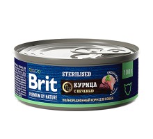 Brit Premium by Nature с курицей и печенью д/стерил.к. кс 100г