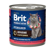 Brit Premium by Nature для стерил. кош. с мясом кролика и брусникой, кс 200г