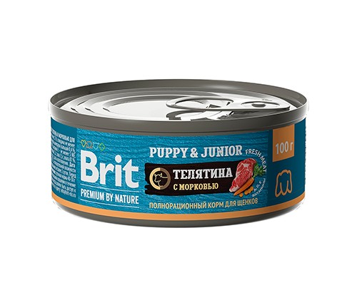 Brit Premium By Nature д/щен.м.п. телятина с морковью, кс 100г