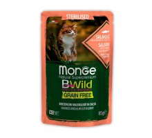 Monge Cat BWild GRAIN FREE д/стерил. кош. Лосось пауч, 85г