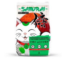 SAMURAI Комкующийся целлюлозный наполнитель с листьями зеленого чая 7л