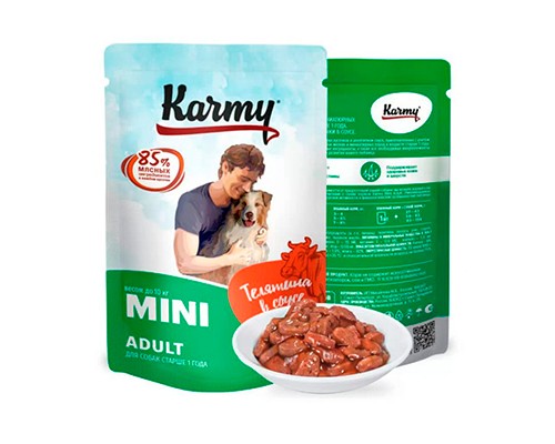Купить KARMY Mini Adult Телятина в соусе для собак пауч 80г