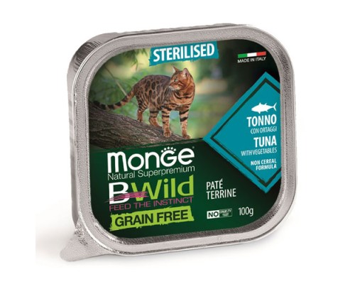 Monge Cat BWild GRAIN FREE д/к стерил. тунец с овощами кс, 100г