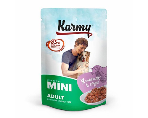 Купить KARMY Mini Adult Ягненок в соусе для собак пауч 80г