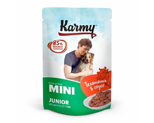Купить KARMY Mini Junior Телятина в соусе для щенков пауч 80г