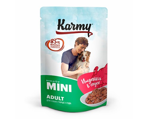 Купить KARMY Mini Adult Индейка в соусе для собак пауч 80г