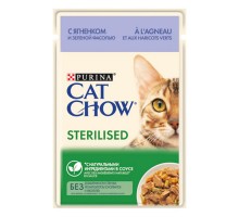Cat Chow д/к. Sterilised с ягненком и зеленой фасолью в соусе, пауч 85г
