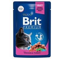 Brit Premium пауч для кошек Кусочки в соусе Курица и индейка, 85г