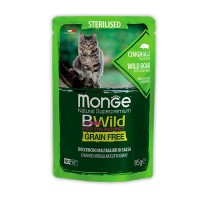 Monge Cat BWild GRAIN FREE д/стерил. кош. Кабан пауч, 85г
