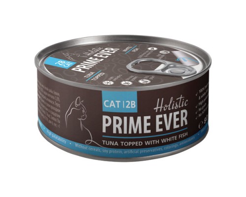 Prime Ever 2B Тунец с белой рыбой в желе для кошек, 80г