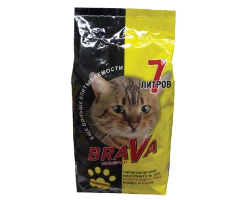 BRAVA для гладкошерстных кошек и котят  Впитывающий, 7л