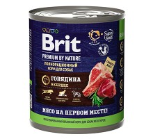 Brit Premium By Nature д/собак говядина и сердце, кс 850г