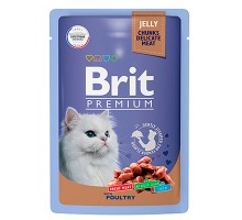 Brit Premium пауч для кошек Кусочки в желе Ассорти из птицы, 85г