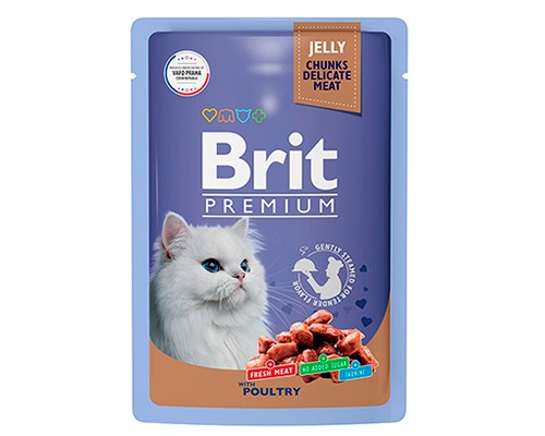 Brit Premium пауч для кошек Кусочки в желе Ассорти из птицы, 85г
