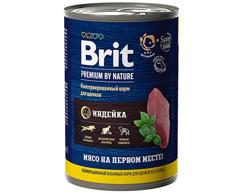Brit Premium By Nature д/щенков индейка, кс 410г