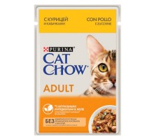 Cat Chow д/к. Adult с курицей и кабачками в желе, пауч 85г