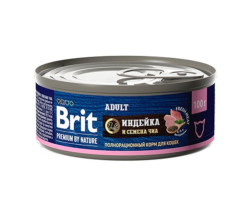 Brit Premium by Nature с мясом индейки и семенами чиа д/к кс 100г