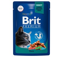 Brit Premium пауч для кошек Кусочки в соусе Утка, 85г