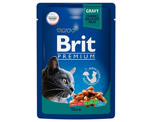Brit Premium пауч для кошек Кусочки в соусе Утка, 85г