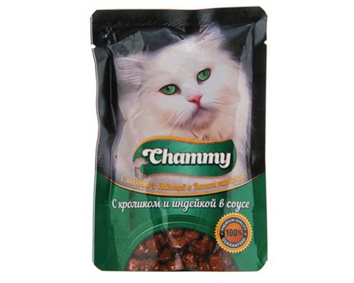 Chammy для кошек в соусе Кролик/Индейка, 85 гр