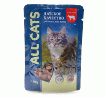 All Cats Паучи с ГОВЯДИНОЙ в соусе, для кошек, 85гр