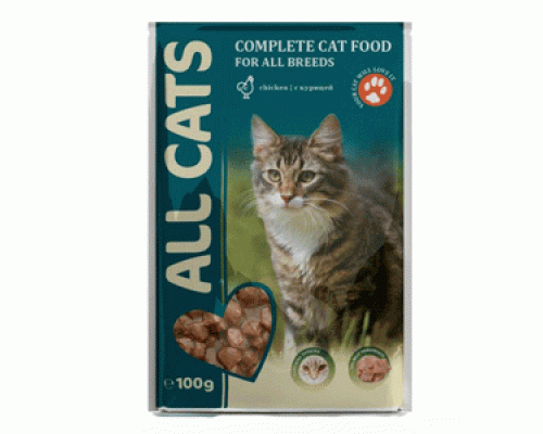 All Cats Паучи с КУРИЦЕЙ в соусе, для кошек, 85гр