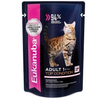 EUK Cat паучи для кошек с лососем в соусе, 85г (1шт)