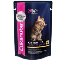 EUK Cat паучи для котят с курицей в соусе, 85г (24шт.)