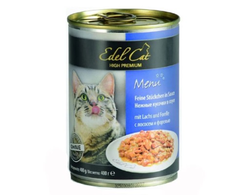 Edel Cat нежные кусочки в соусе лосось и форель, 400г