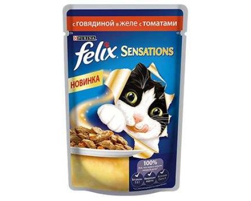 FELIX Sensations с говядиной и томатами, 85г (1шт)