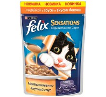 FELIX Sensations в Удивительном соусе с Индейкой с вкусом бекона, 85г (1шт)