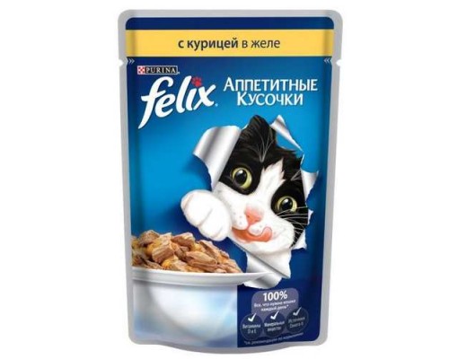 Felix Аппетитные кусочки в желе Курица, 85г (24шт)