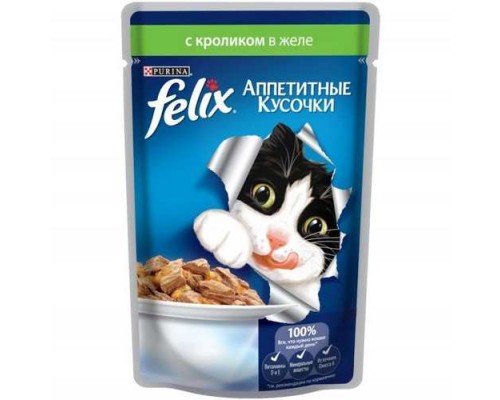 Felix Аппетитные кусочки в желе Кролик, 85г (24шт)