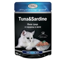 GINA Паучи для кошек Тунец/Сардины, 85г