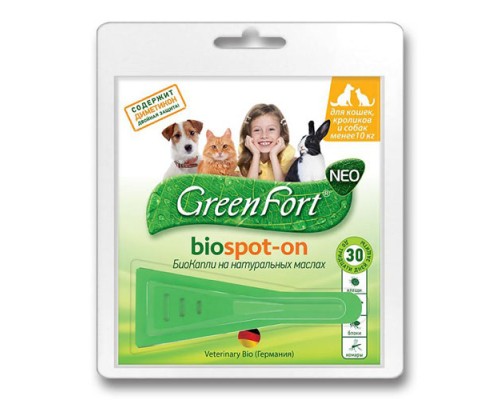 GREEN FORT NEO БиоКапли для собак весом от 2 до 10кг от эктопара