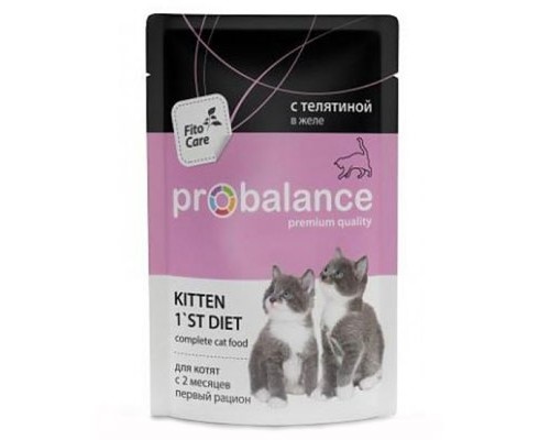 ProBalance KITTEN 1`ST DIET, для котят с Телятиной, пауч 85г (1шт.)