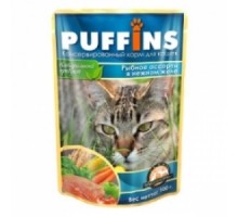 Puffins пауч Рыбное ассорти в желе для кошек, 100г
