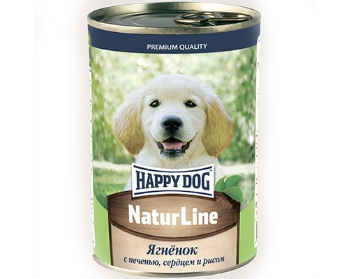 Happy dog д/щенков Ягненок с печенью, сердцем и рисом, кс 410г