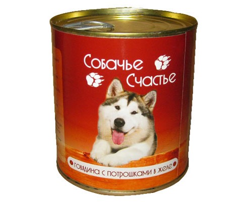 Собачье Счастье Говядина с потрошками в желе кс, 410г