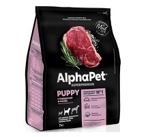Alpha Pet SuperPremium для щенков и беременных собак средних пород Говядина и рис, 900г