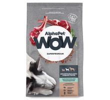 Alpha Pet WOW для собак средних пород с чувств. пищеварением Ягненок и рис, 2кг