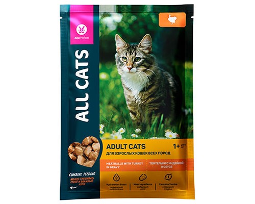 All Cats Паучи Тефтельки с Индейкой в соусе для кошек, 85гр