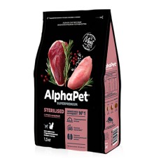 Alpha Pet SuperPremium для стерилизованных кошек Утка и индейка 400г