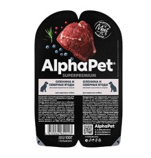 Alpha Pet SUPERPREMIUM блистер д/собак Оленина/северные ягоды мясные кусочки в соусе, 100г
