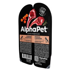 Alpha Pet SUPERPREMIUM блистер д/щенков с чувств. пищ. Ягненок/морковь в соусе 100г