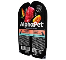 Alpha Pet SUPERPREMIUM блистер д/собак с чувств. пищ. Телятина/тыква в соусе 100г