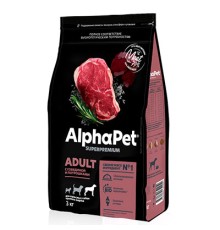 Alpha Pet SuperPremium для взрослых собак крупных пород Говядина и потрошки 3кг