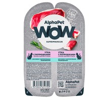 Alpha WOW блистер для кошек УТКА/ПОТРОШКИ в соусе с чувствительным пищеварением, 80г