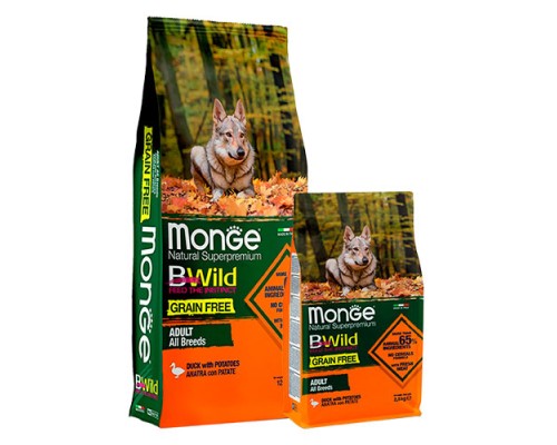 Monge Dog GRAIN FREE корм для собак всех пород утка, 2.5кг