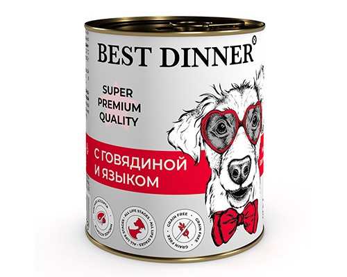 Best Dinner Super Premium С Говядиной и языком для собак кс 340г